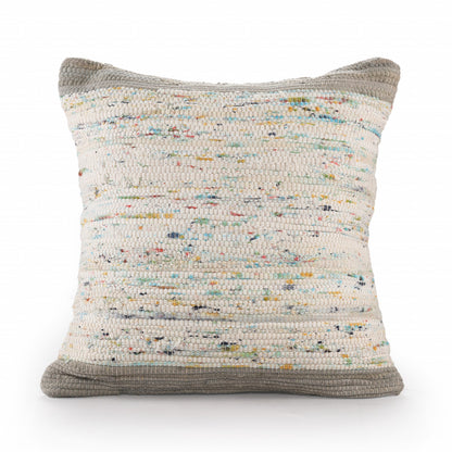 20" X 20" Blue And Off-White 100% Cotton Abstract Zippered Pillow