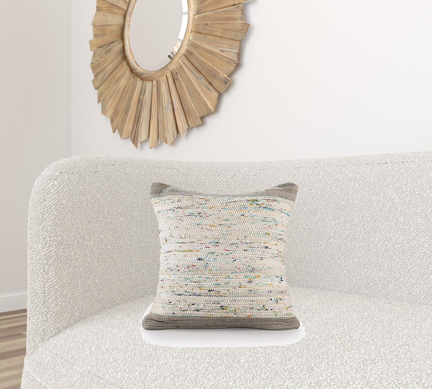 20" X 20" Blue And Off-White 100% Cotton Abstract Zippered Pillow