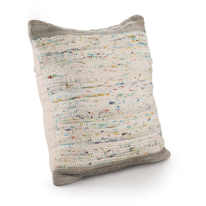 20" X 20" Blue And Off-White 100% Cotton Abstract Zippered Pillow