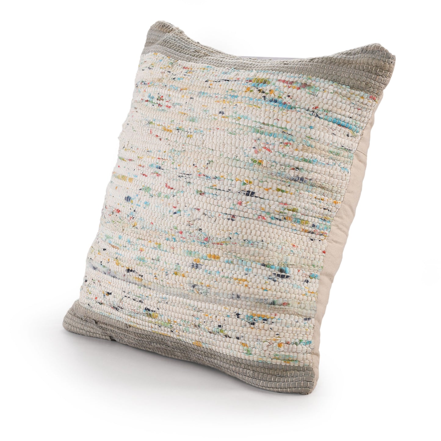 20" X 20" Blue And Off-White 100% Cotton Abstract Zippered Pillow