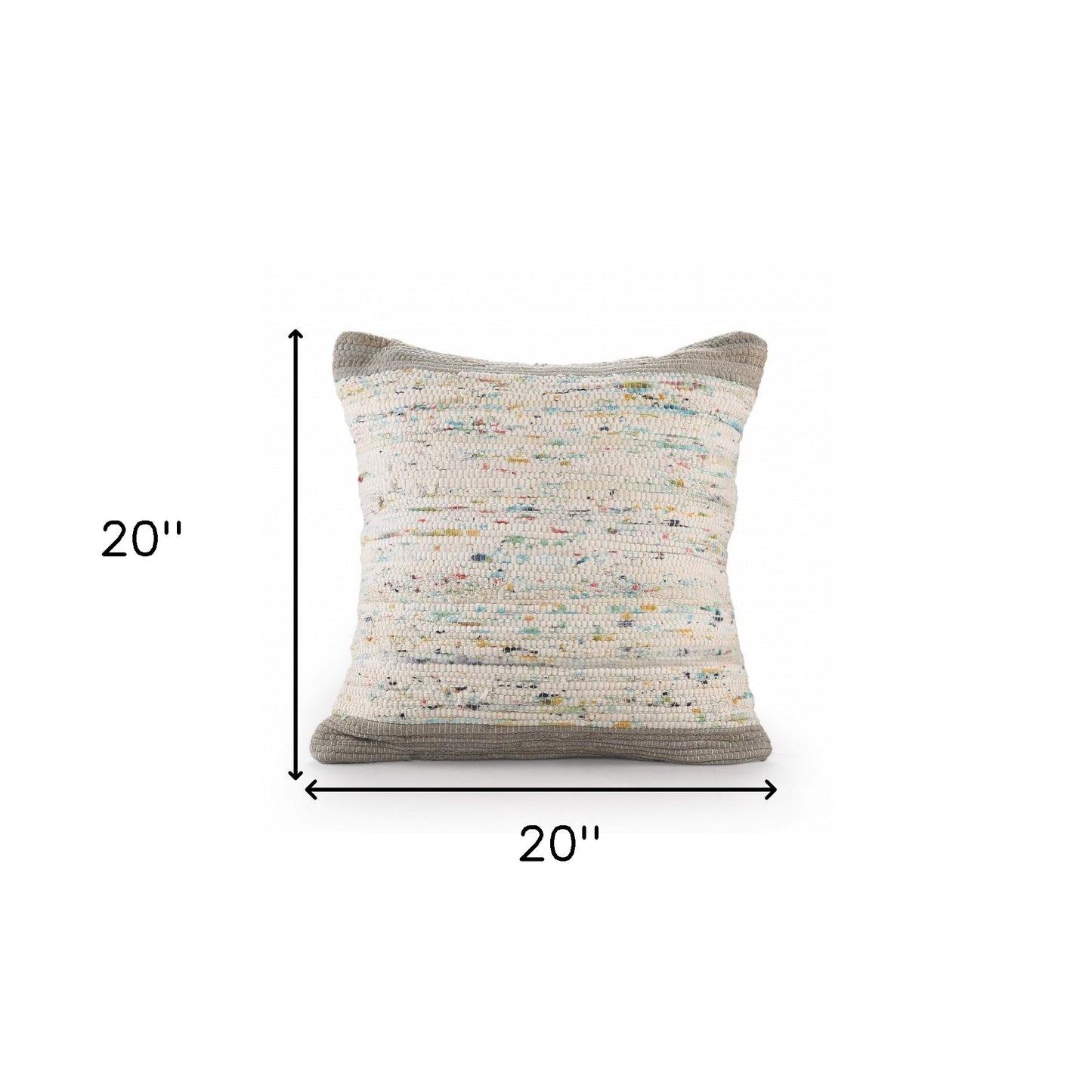 20" X 20" Blue And Off-White 100% Cotton Abstract Zippered Pillow