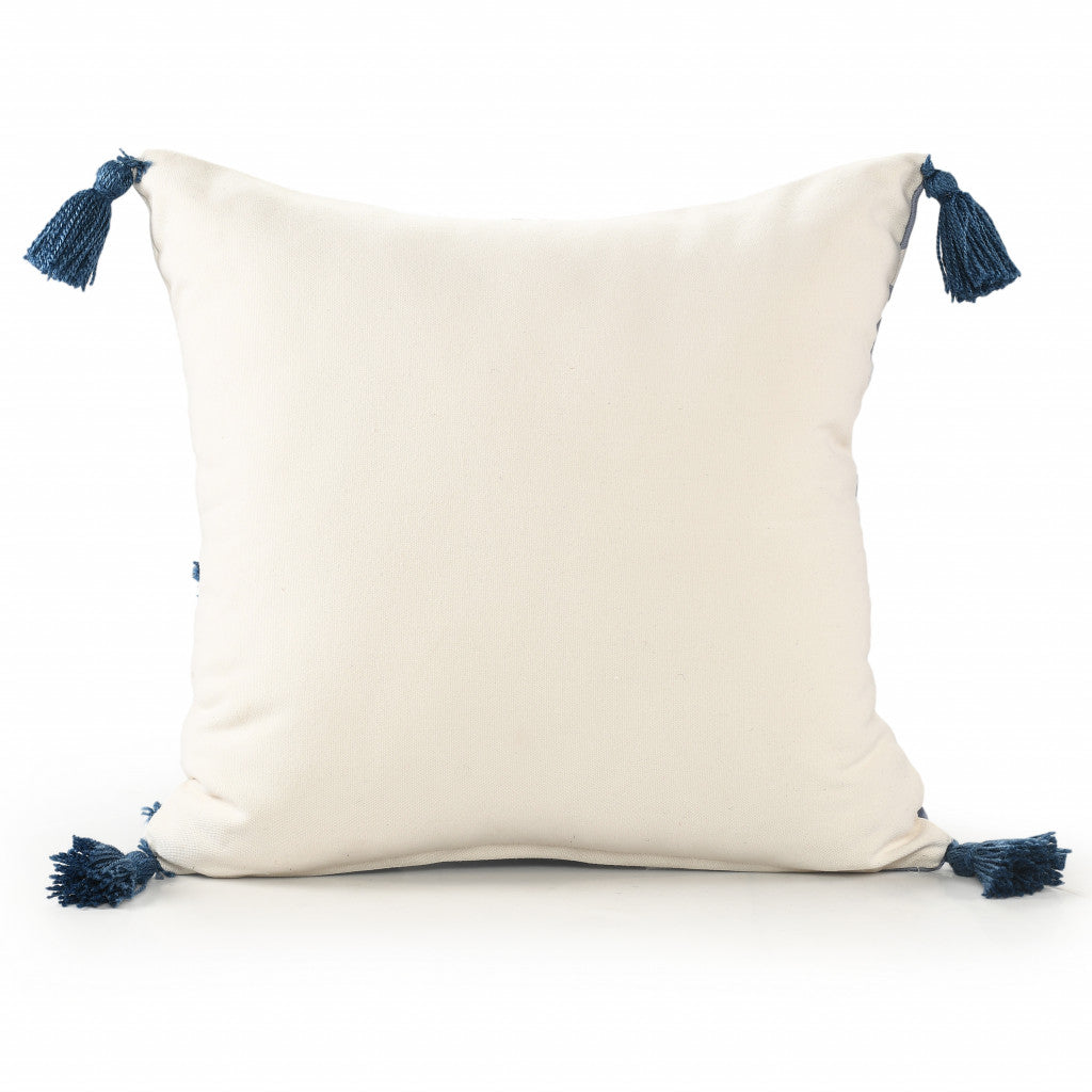 20" X 20" Blue Polyester Floral Zippered Pillow