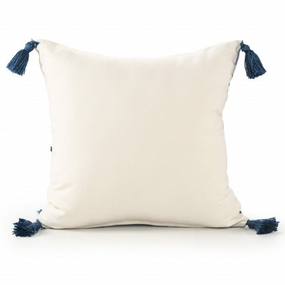 20" X 20" Blue Polyester Floral Zippered Pillow