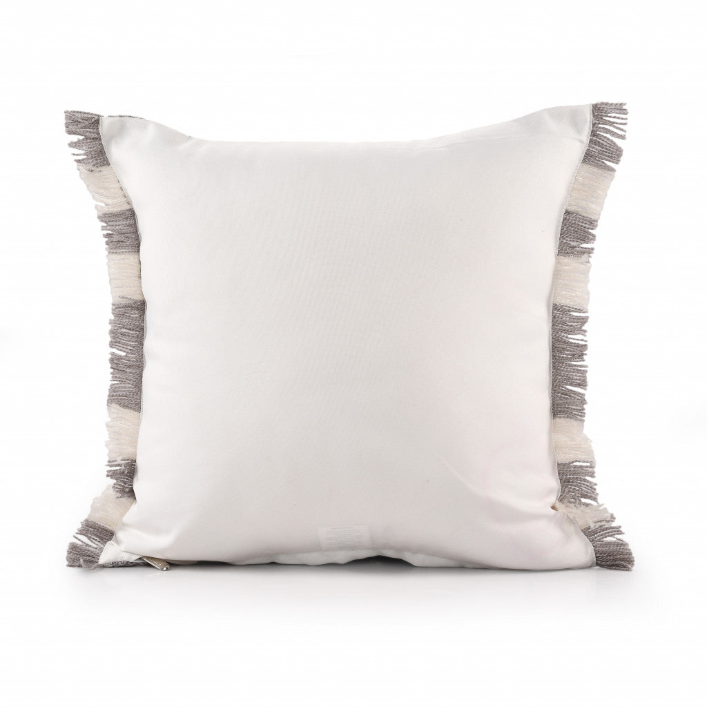 20" X 20" Gray And Ivory Polyester Plaid Zippered Pillow