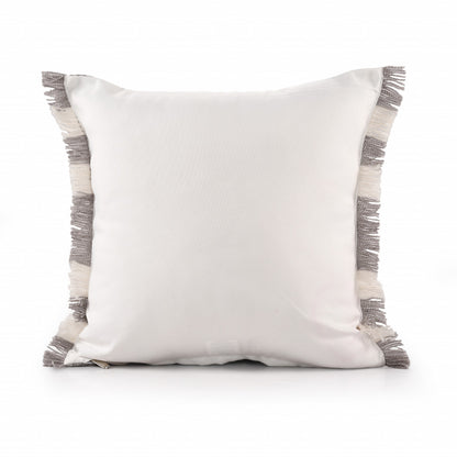 20" X 20" Gray And Ivory Polyester Plaid Zippered Pillow