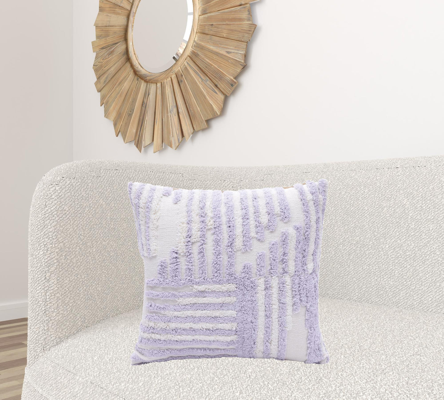 22" X 22" Cream And White 100% Cotton Striped Zippered Pillow