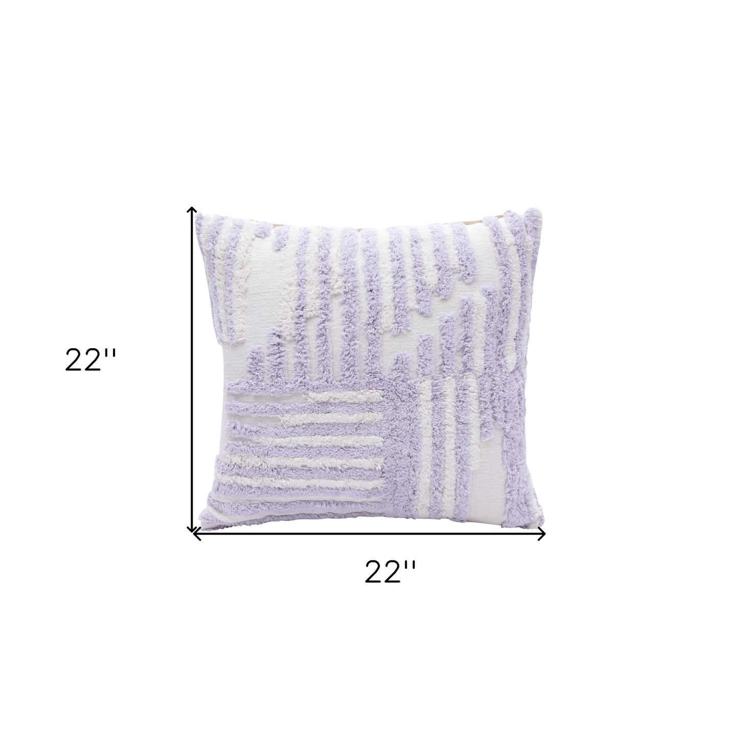 22" X 22" Cream And White 100% Cotton Striped Zippered Pillow