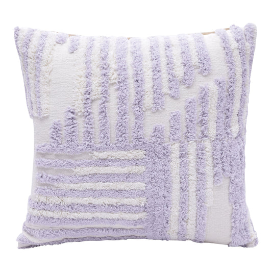 22" X 22" Cream And White 100% Cotton Striped Zippered Pillow