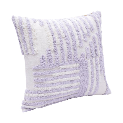 22" X 22" Cream And White 100% Cotton Striped Zippered Pillow