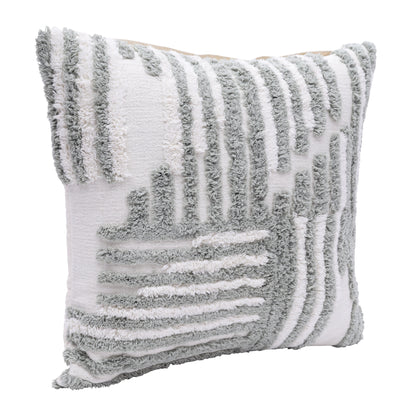 22" X 22" Cream And White 100% Cotton Striped Zippered Pillow
