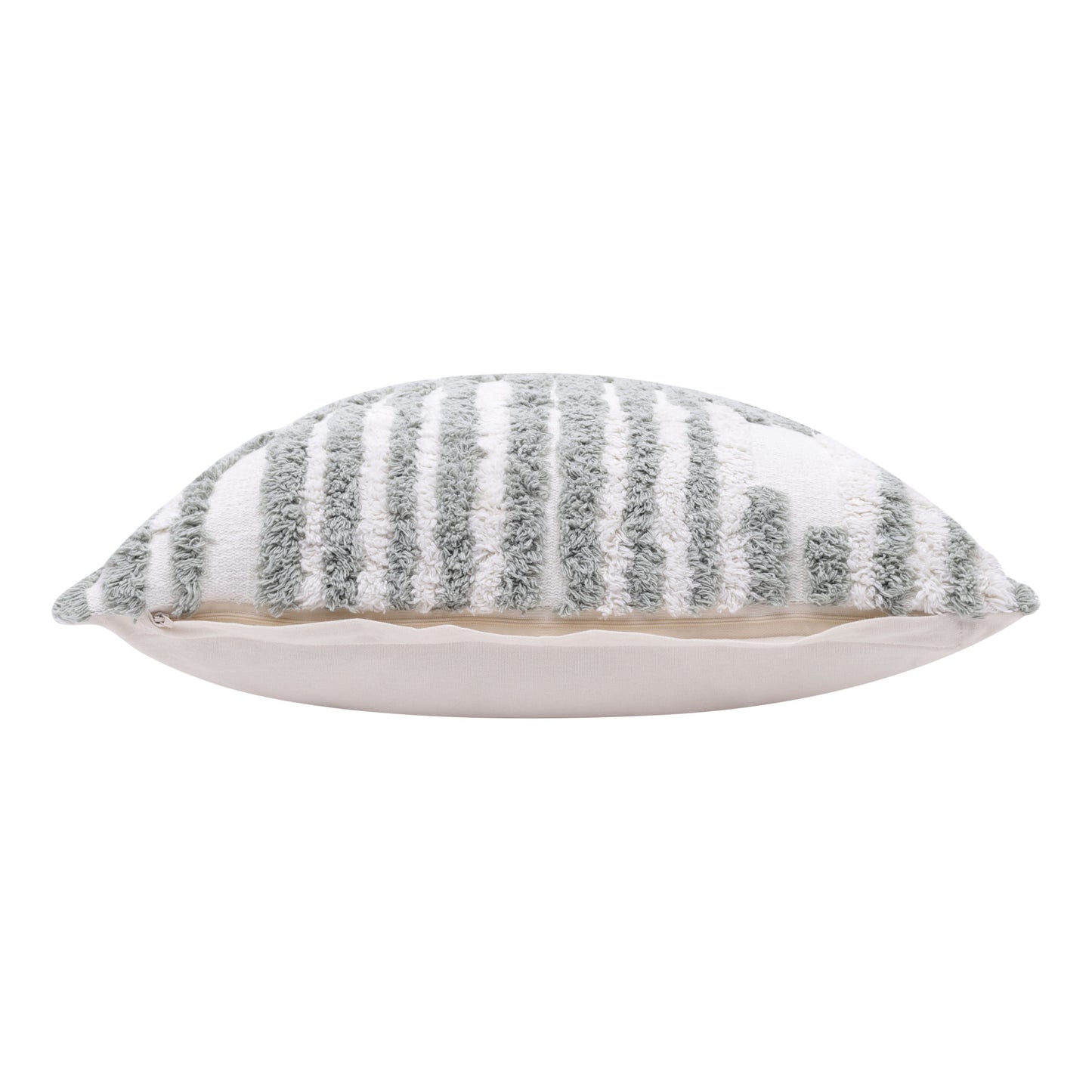 22" X 22" Cream And White 100% Cotton Striped Zippered Pillow