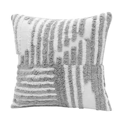 22" X 22" Cream And White 100% Cotton Striped Zippered Pillow