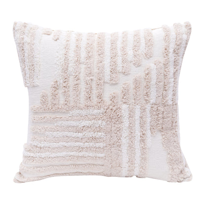 22" X 22" Cream And White 100% Cotton Striped Zippered Pillow