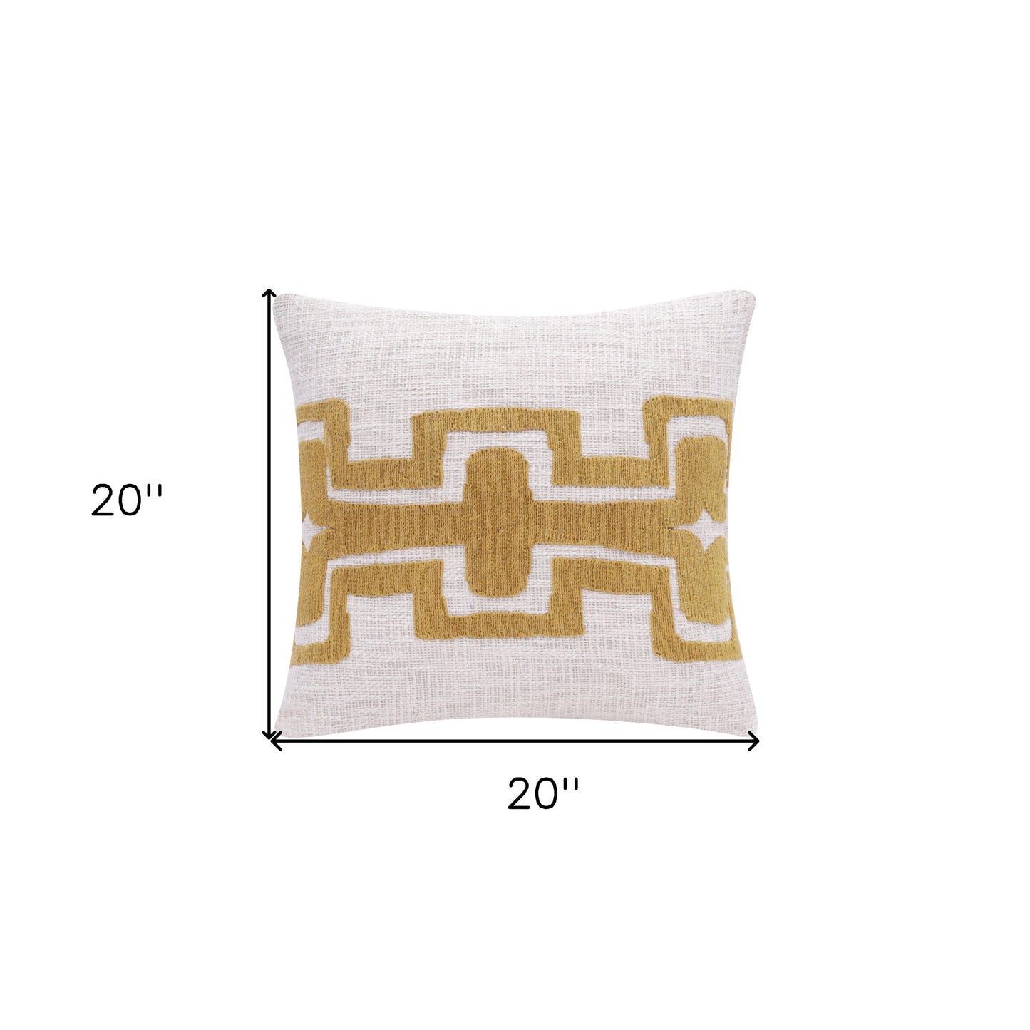20" X 20" Black And Ivory 100% Cotton Geometric Zippered Pillow