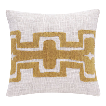 20" X 20" Black And Ivory 100% Cotton Geometric Zippered Pillow