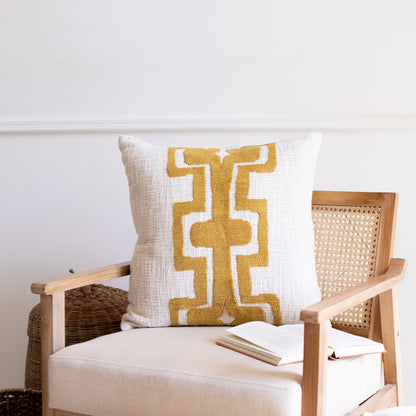 20" X 20" Black And Ivory 100% Cotton Geometric Zippered Pillow