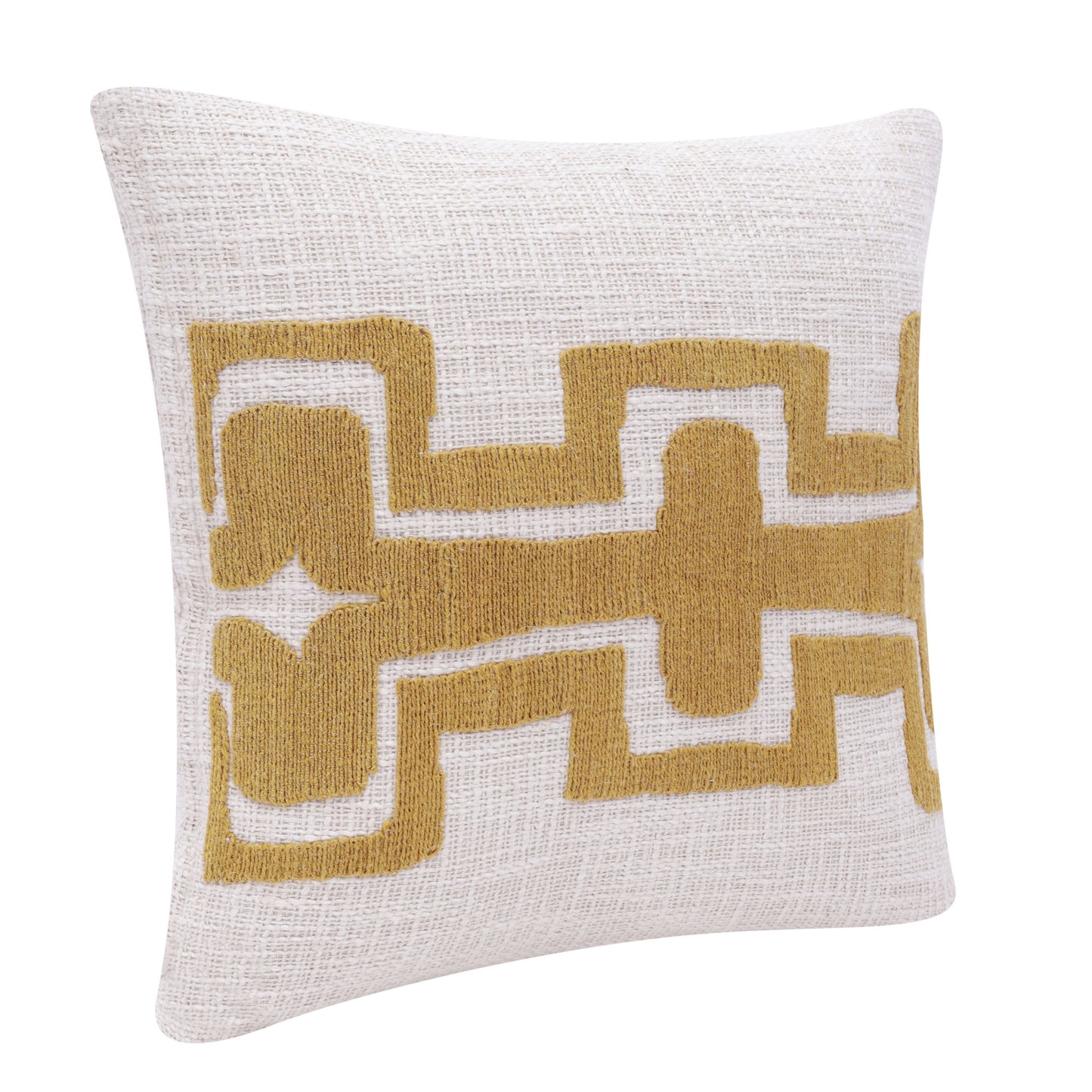 20" X 20" Black And Ivory 100% Cotton Geometric Zippered Pillow