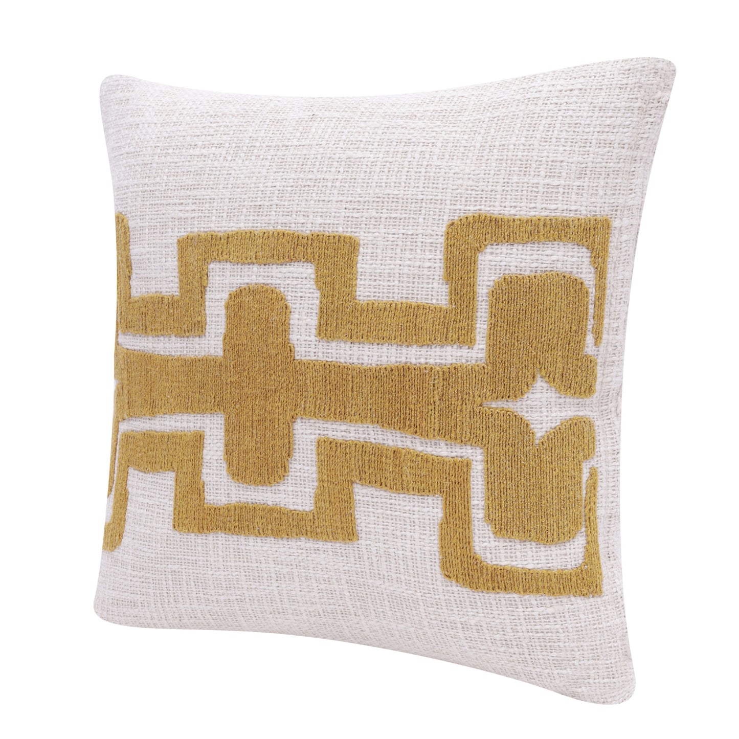 20" X 20" Black And Ivory 100% Cotton Geometric Zippered Pillow