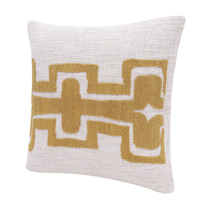 20" X 20" Black And Ivory 100% Cotton Geometric Zippered Pillow