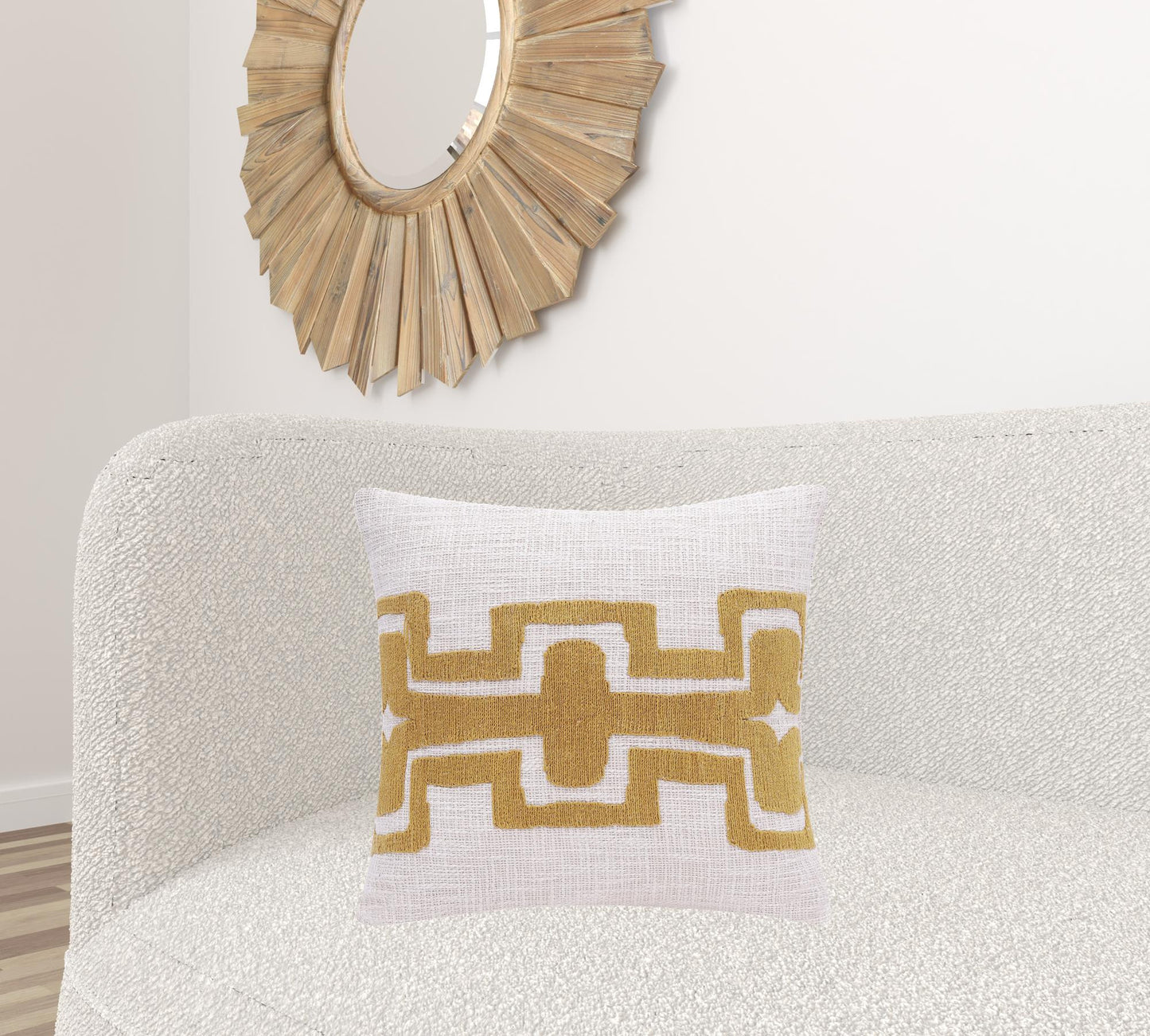 20" X 20" Black And Ivory 100% Cotton Geometric Zippered Pillow