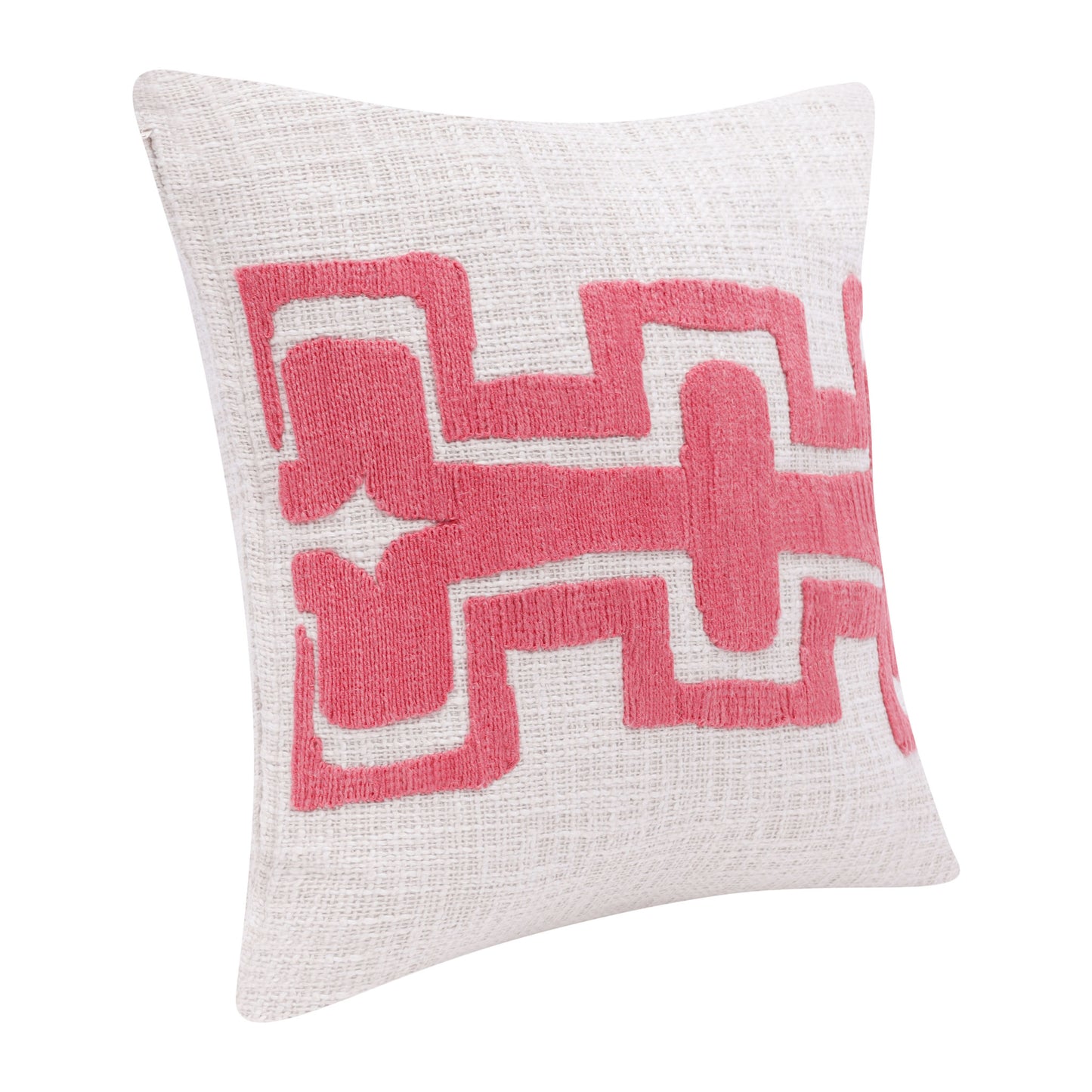 20" X 20" Black And Ivory 100% Cotton Geometric Zippered Pillow