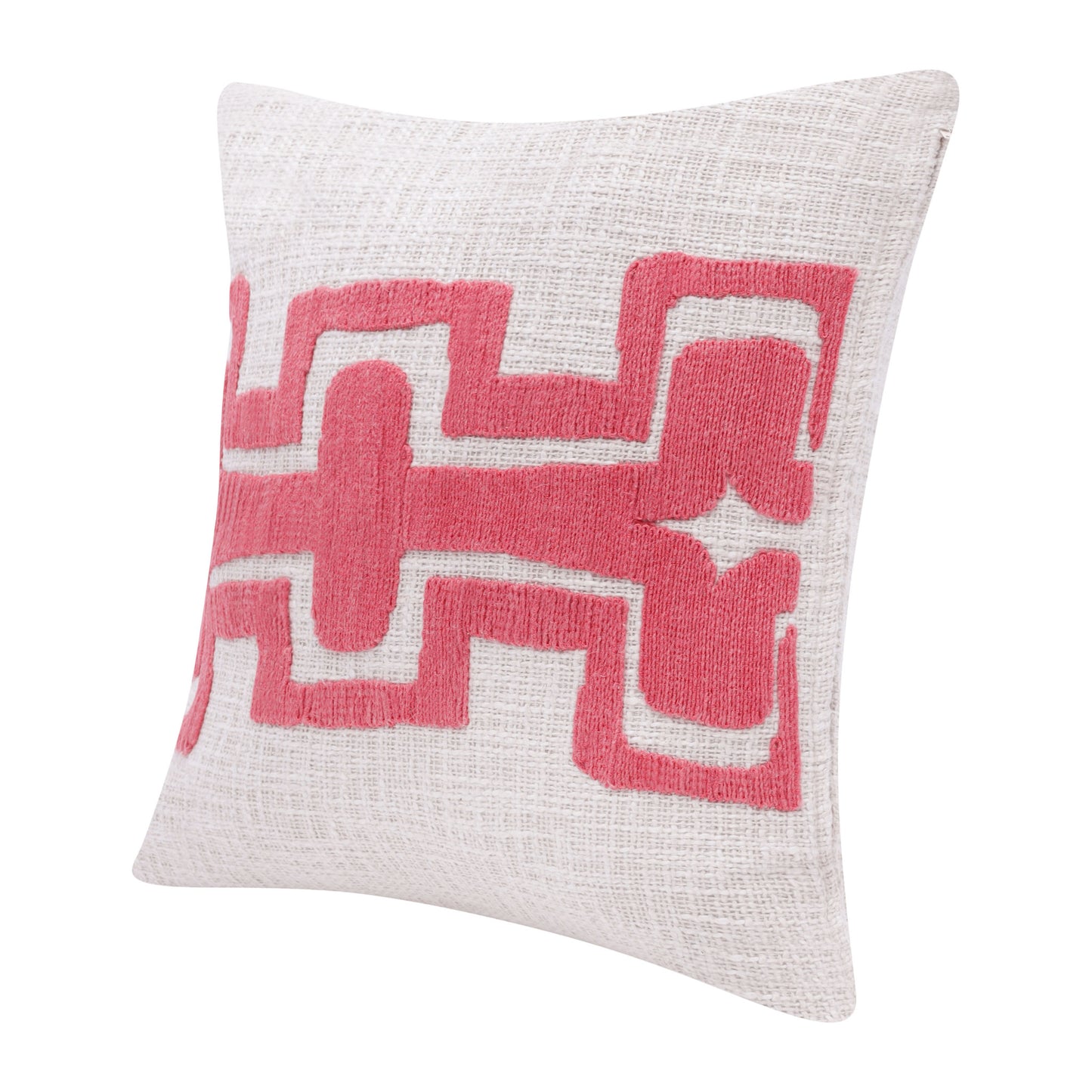 20" X 20" Black And Ivory 100% Cotton Geometric Zippered Pillow