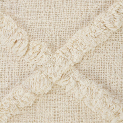 20" X 20" Ivory 100% Cotton Zippered Pillow
