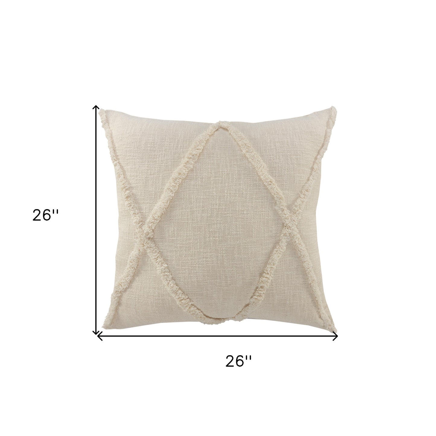 20" X 20" Ivory 100% Cotton Zippered Pillow