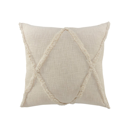 20" X 20" Ivory 100% Cotton Zippered Pillow