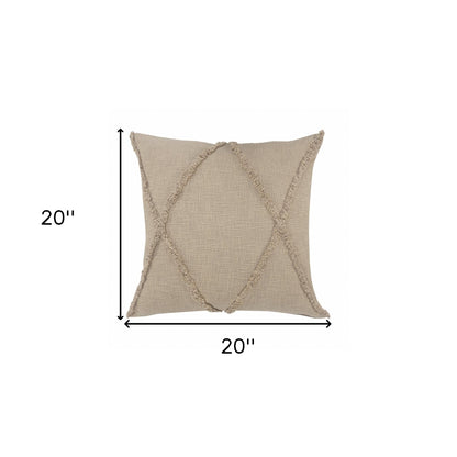 20" X 20" Ivory 100% Cotton Zippered Pillow