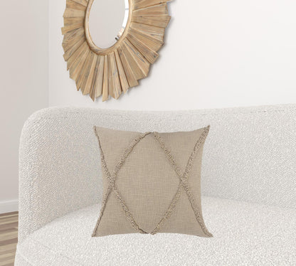 20" X 20" Ivory 100% Cotton Zippered Pillow