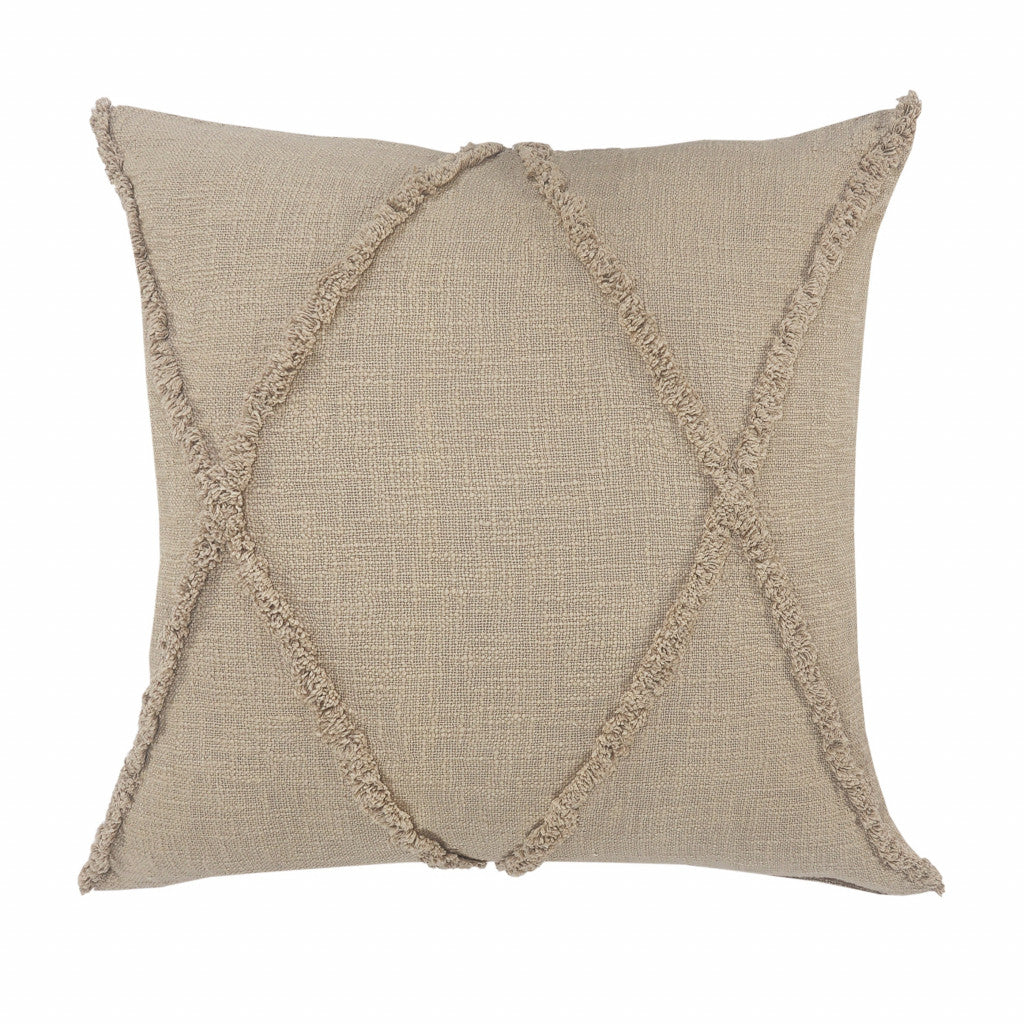20" X 20" Ivory 100% Cotton Zippered Pillow