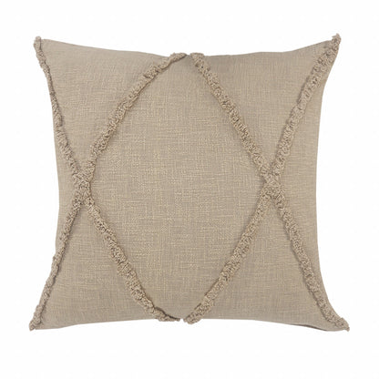 20" X 20" Ivory 100% Cotton Zippered Pillow