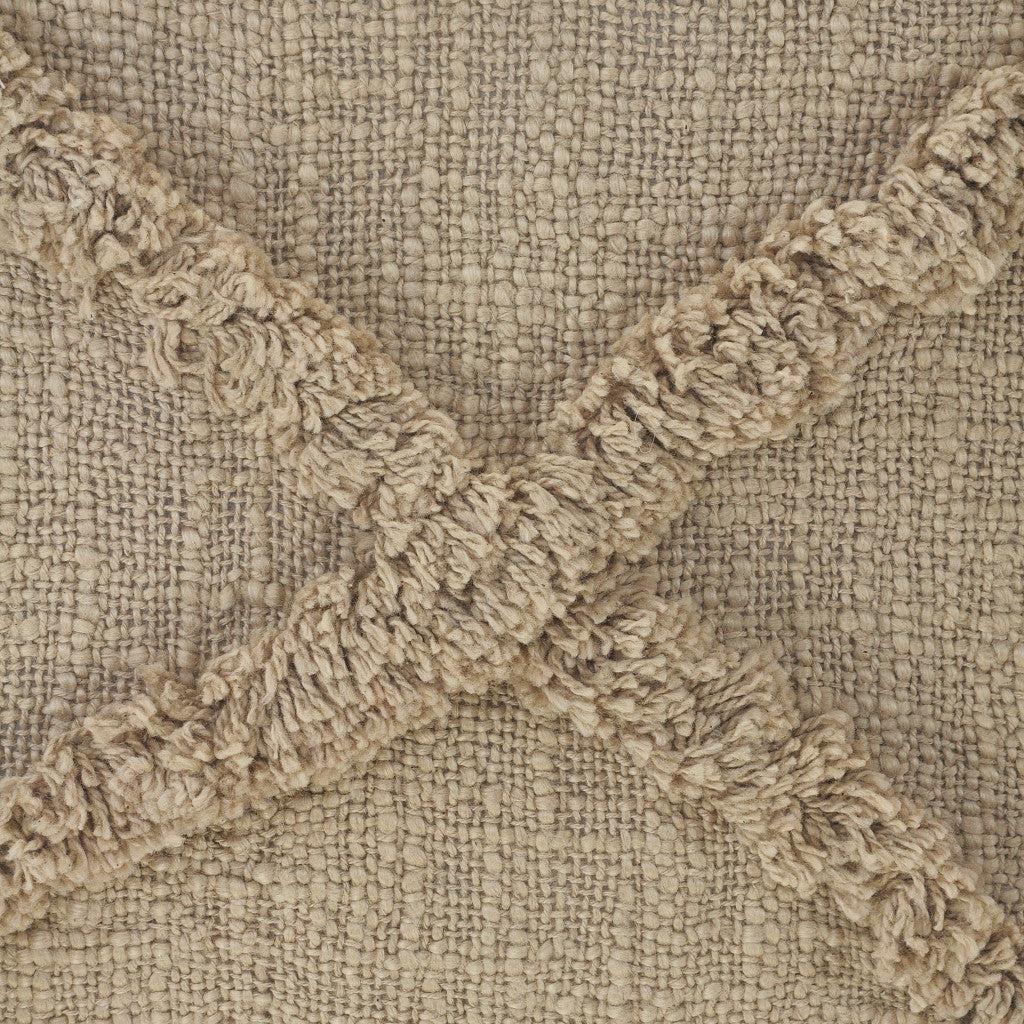 20" X 20" Ivory 100% Cotton Zippered Pillow