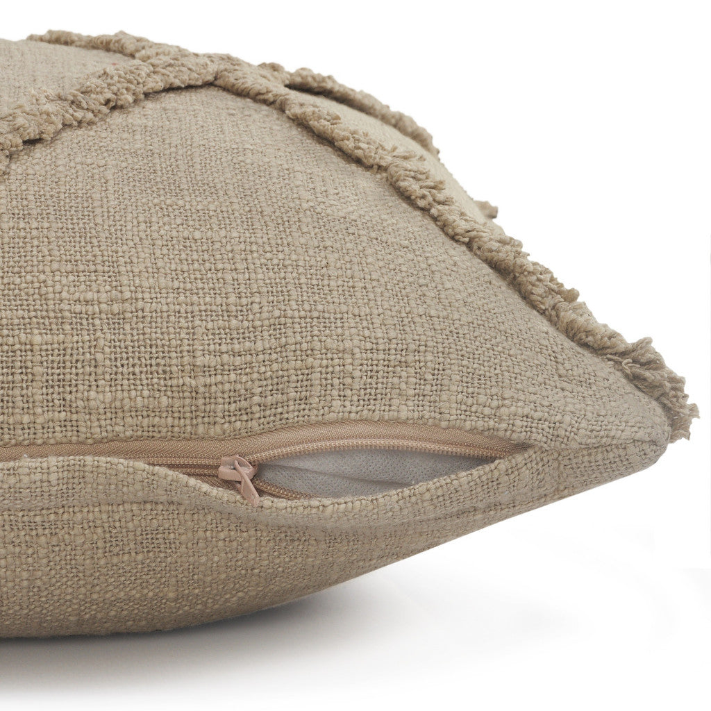 20" X 20" Ivory 100% Cotton Zippered Pillow