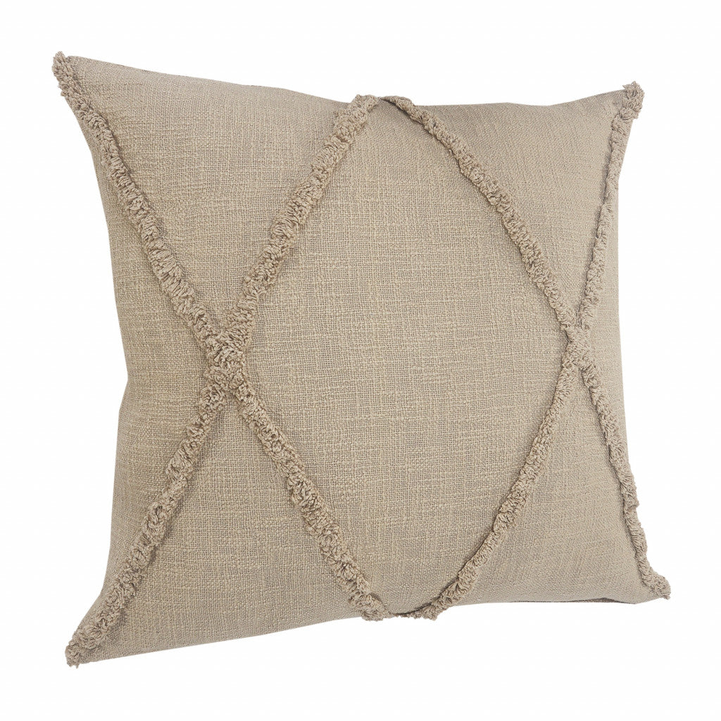 20" X 20" Ivory 100% Cotton Zippered Pillow