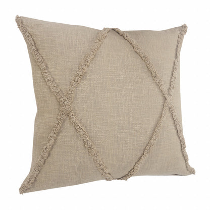20" X 20" Ivory 100% Cotton Zippered Pillow