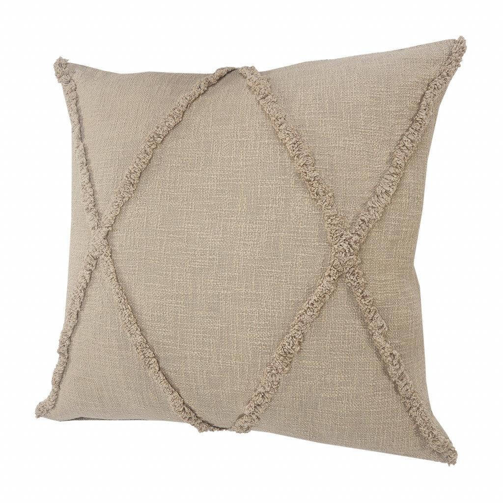 20" X 20" Ivory 100% Cotton Zippered Pillow