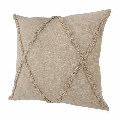 20" X 20" Ivory 100% Cotton Zippered Pillow