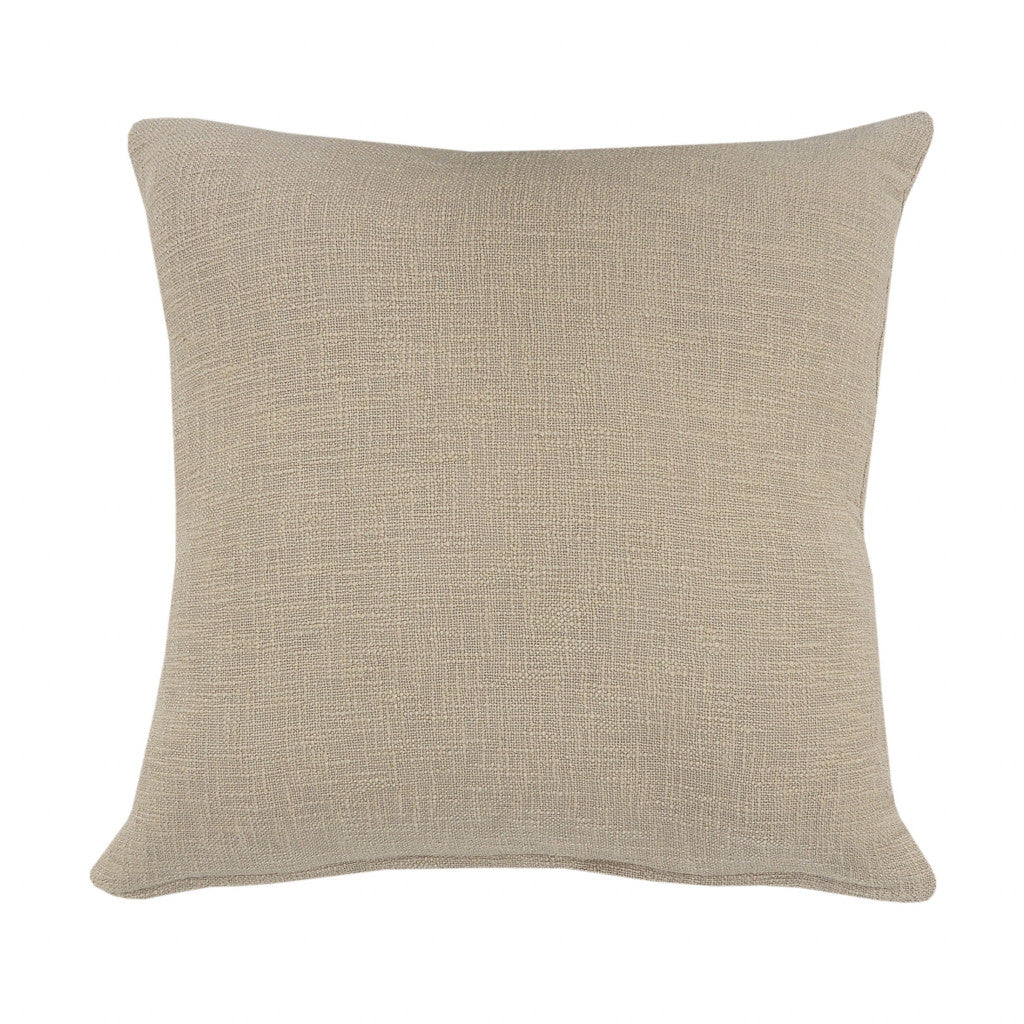 20" X 20" Ivory 100% Cotton Zippered Pillow