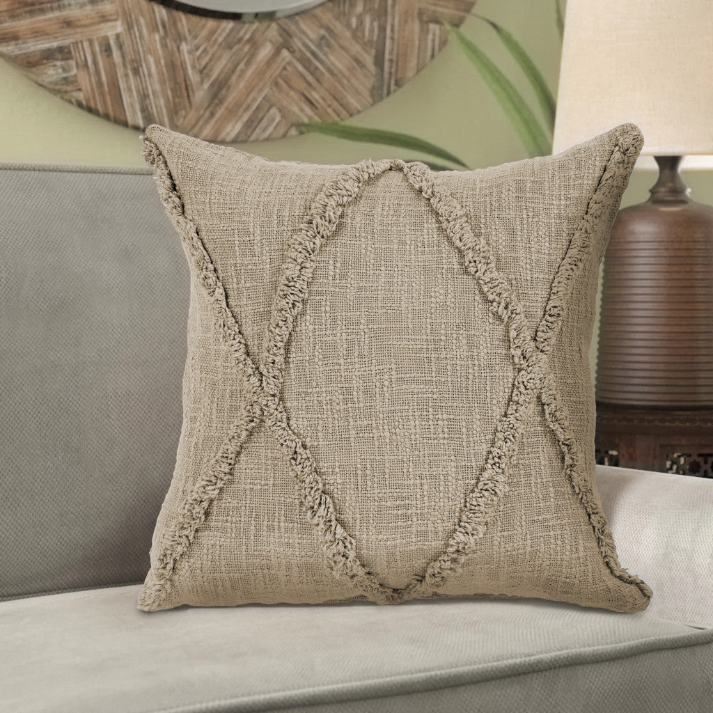 20" X 20" Ivory 100% Cotton Zippered Pillow