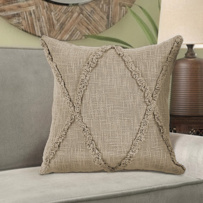 20" X 20" Ivory 100% Cotton Zippered Pillow