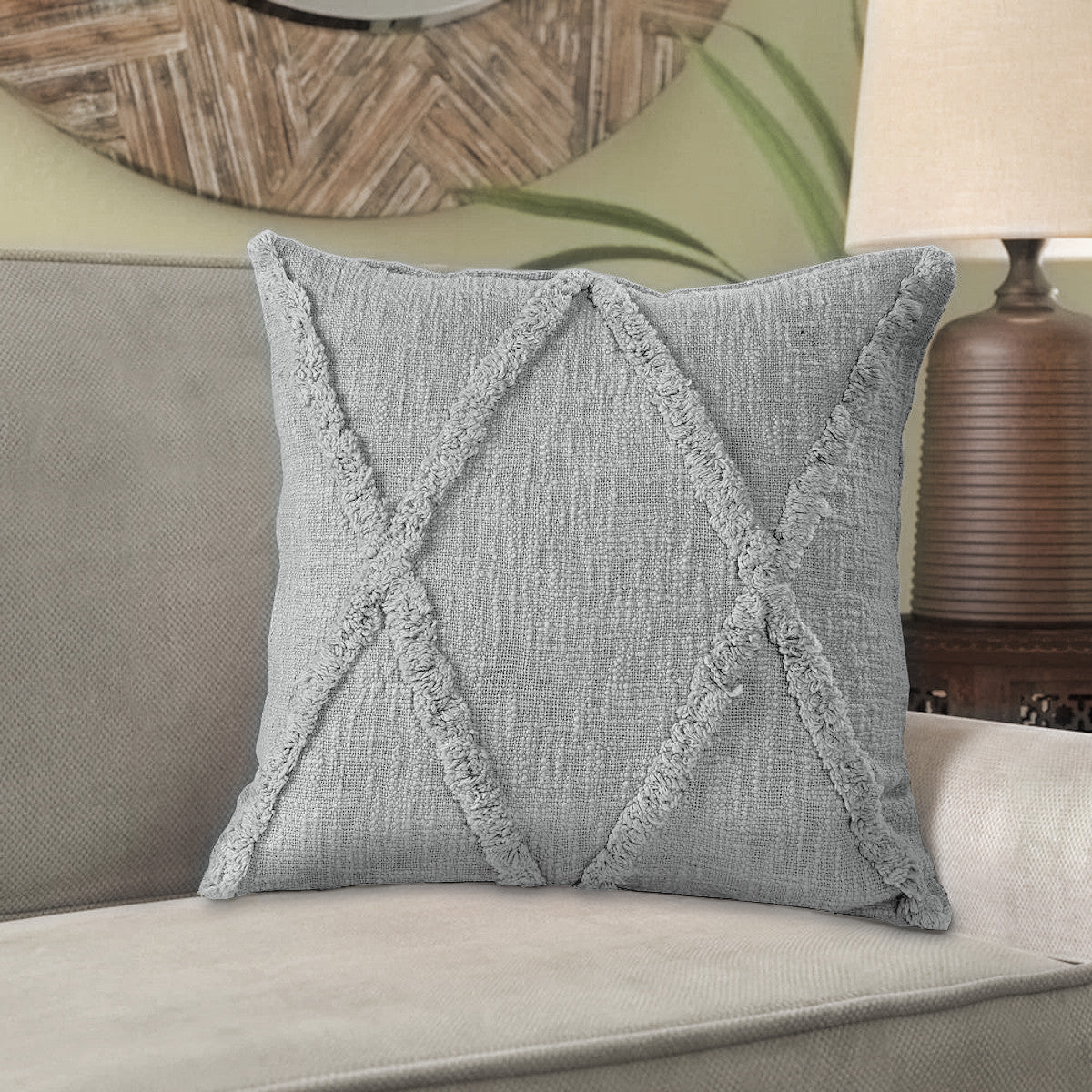 20" X 20" Ivory 100% Cotton Zippered Pillow