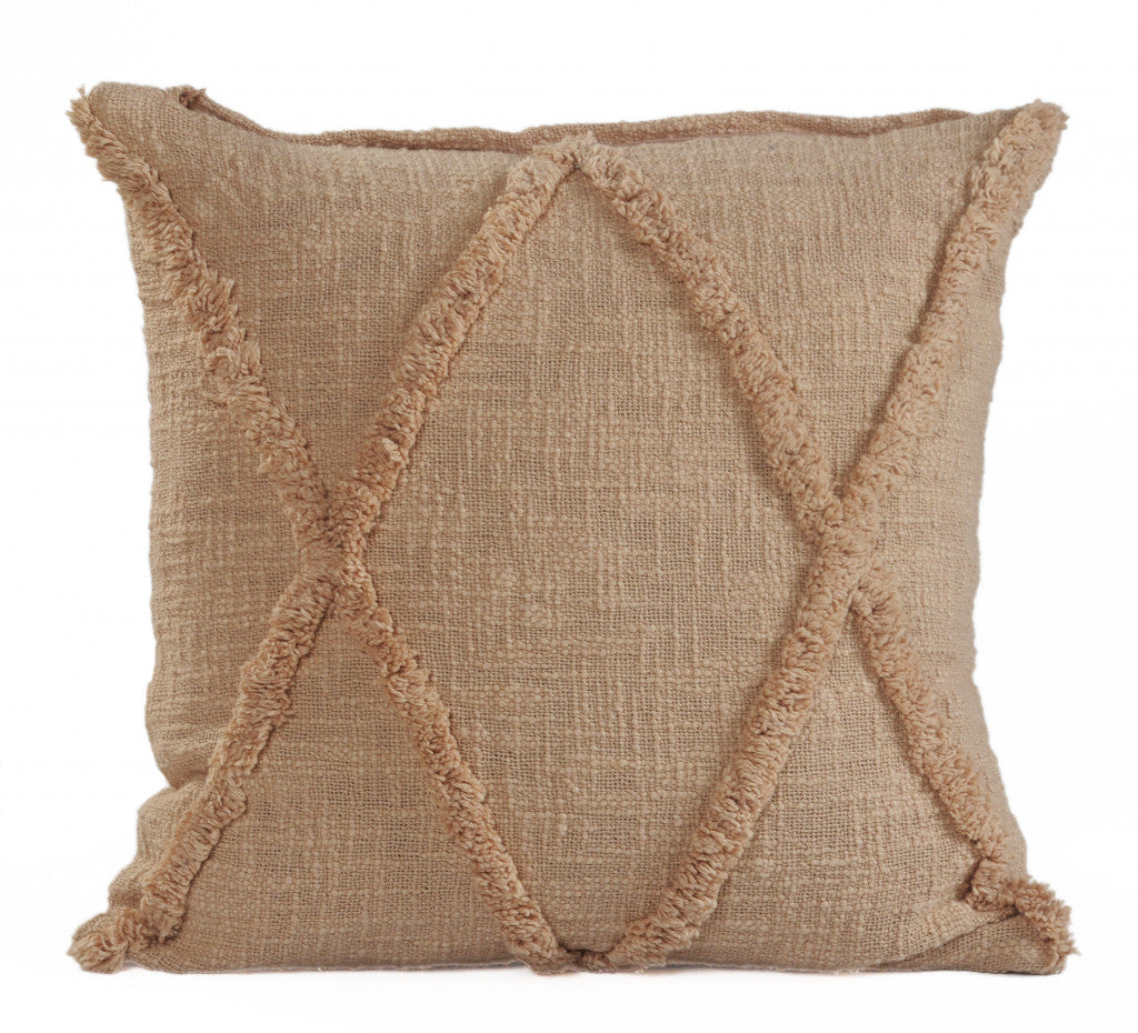 20" X 20" Ivory 100% Cotton Zippered Pillow