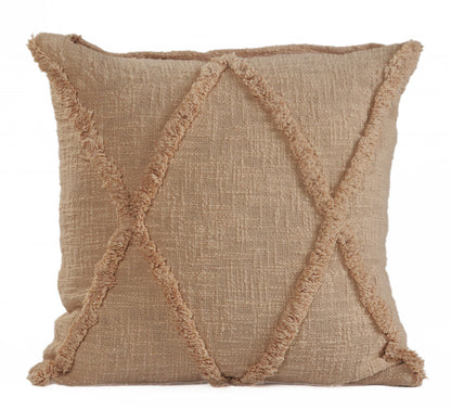 20" X 20" Ivory 100% Cotton Zippered Pillow