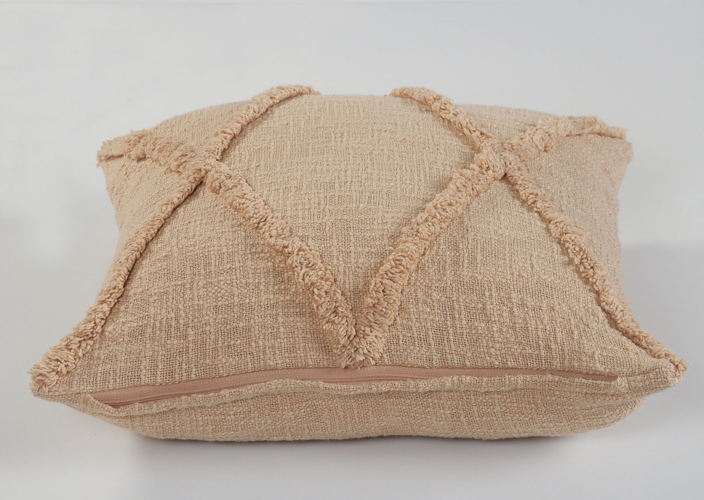 20" X 20" Ivory 100% Cotton Zippered Pillow