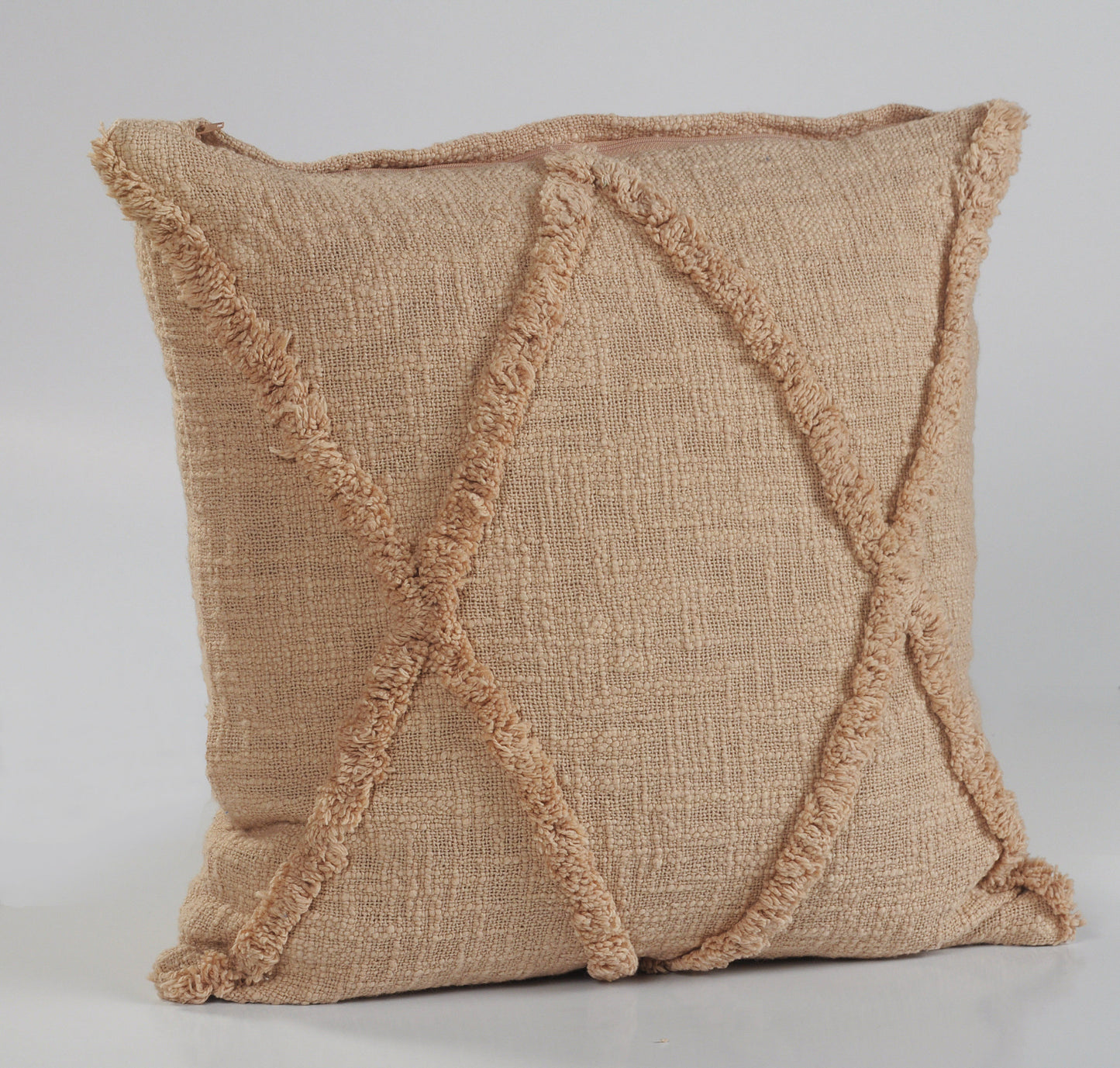 20" X 20" Ivory 100% Cotton Zippered Pillow