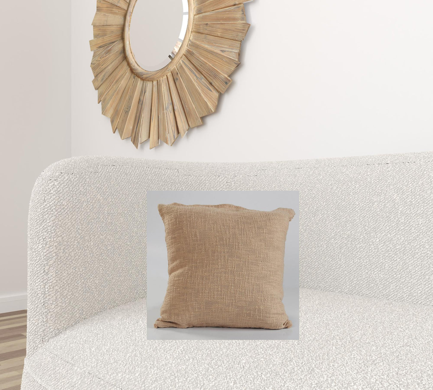 20" X 20" Ivory 100% Cotton Zippered Pillow