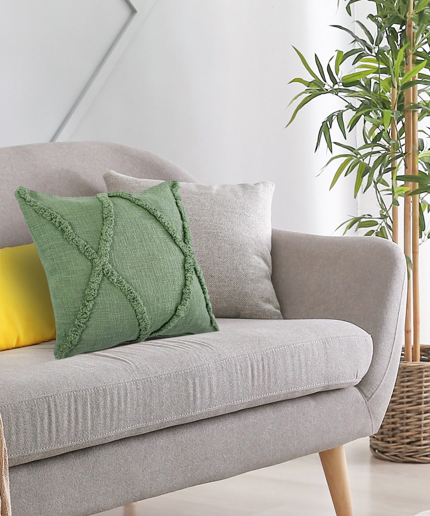 20" X 20" Ivory 100% Cotton Zippered Pillow