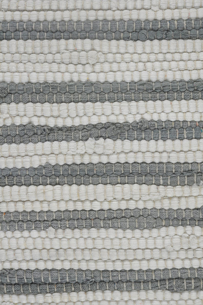18" X 18" White Gray And Tan 100% Cotton Striped Zippered Pillow